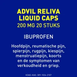 Advil Reliva Liquid-Caps 200 mg Ibuprofen voor Pijn en Koorts 20 stuks