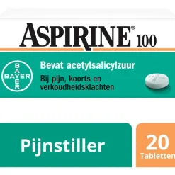 Aspirine 100 mg helpt bij pijn 20 tabletten