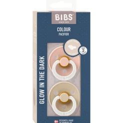 BIBS Anatomische Glow in the Dark Fopspeen 2 Pack Natuurlijk Rubber Sage/Rubber Maat 2