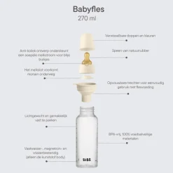 BIBS Babyfles 270 ML Sage met Latex speen en opvouwbaar trechtertje