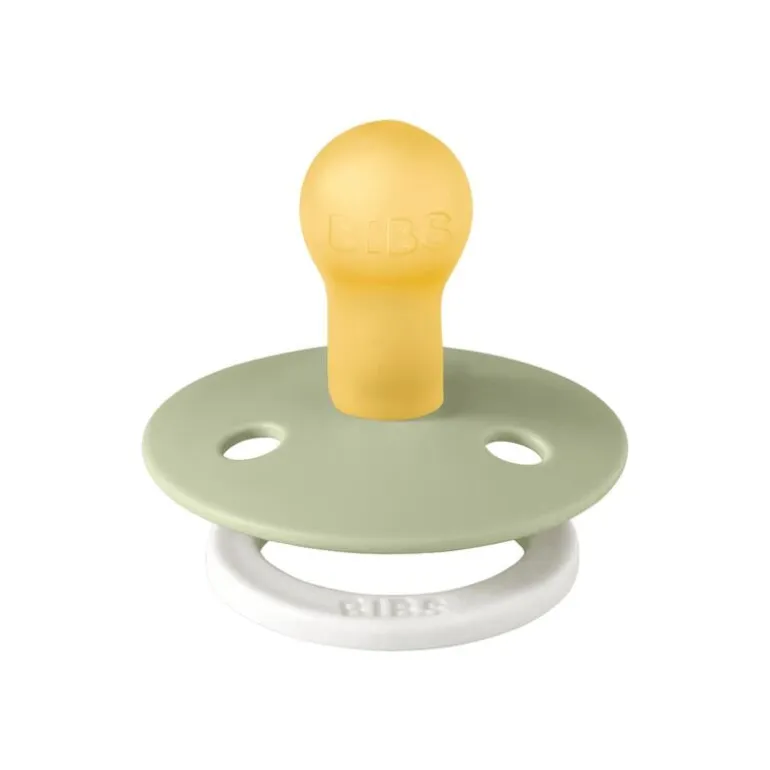 BIBS Glow in the dark Fopspeen Two Pack Natuurlijk Rubber Sage/Vanilla Maat 1