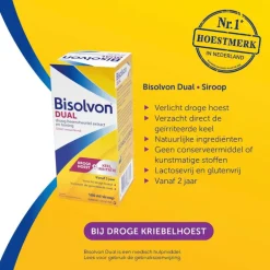 Bisolvon Dual Siroop, Bij Droge Hoest En Keelirritatie 100 ML