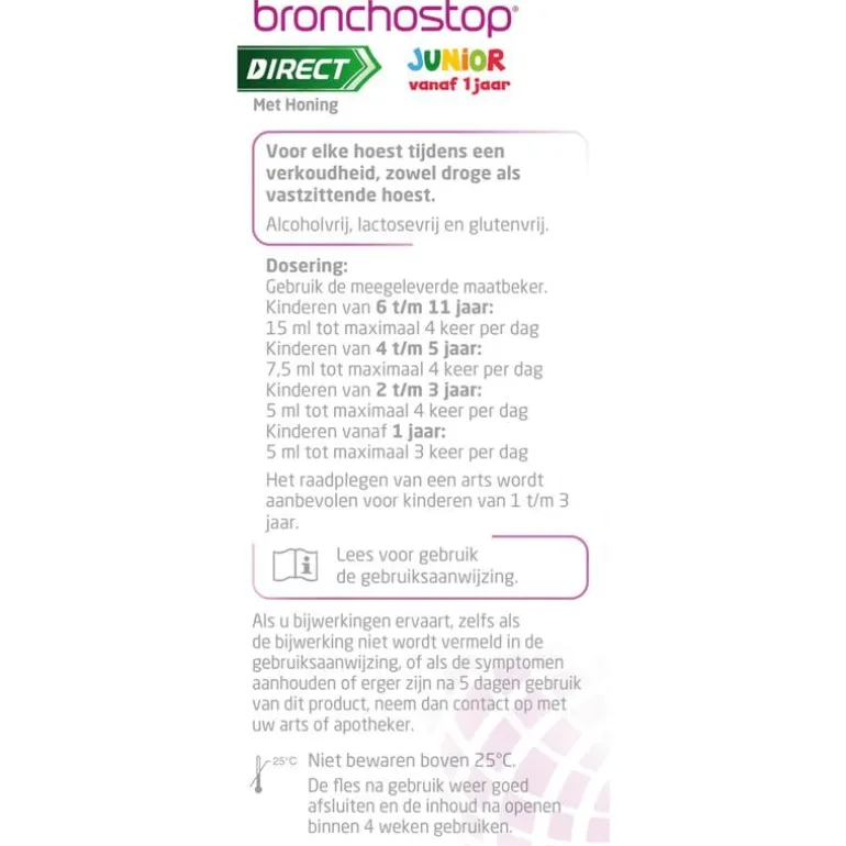 Bronchostop Direct Junior Hoestdrank met Honing 120 ML