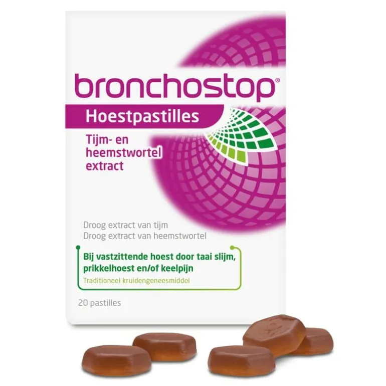Bronchostop Hoestpastilles bij Vastzittende Hoest of Keelpijn 20 Stuks