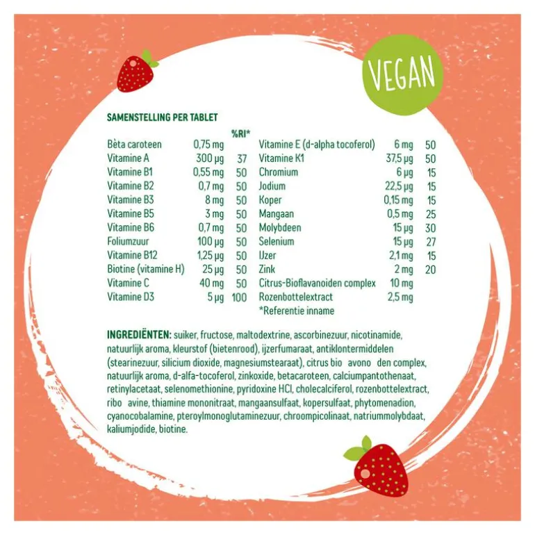 Dagravit Natural Kids Multi Aardbei 60 Dragees