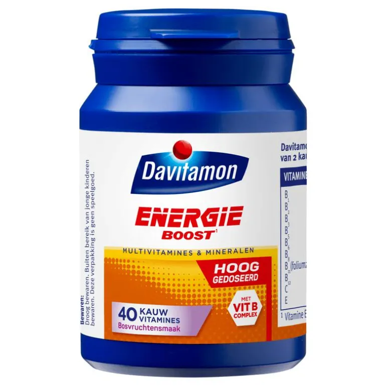 Davitamon Energie Boost Forte Kauwvitamines Bosvruchtensmaak