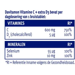 Davitamon Forte Vitamine C + Extra D3 Bruistabletten 15 stuks