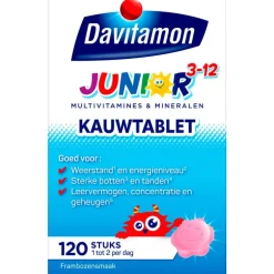 Davitamon Junior 3+ Multivitamine Kinderen Frambozensmaak 120 Kauwvitamines