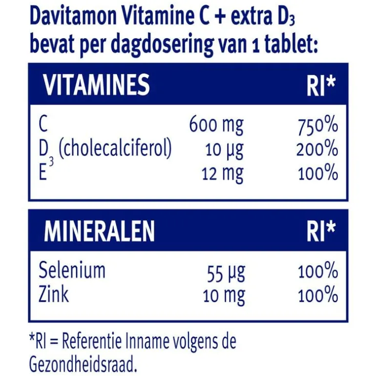 Davitamon Vitamine C Forte + vitamine D3 42 tabletten