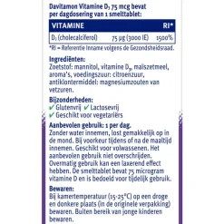 Davitamon Vitamine D3 75 mcg Smelttabletten 60+15 stuks