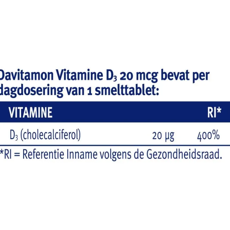 Davitamon Vitamine D3 20 mcg Smelttabletten Voordeelverpakking 150 stuks