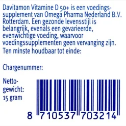 Davitamon Vitamine D 50+ Tabletjes Citroensmaak