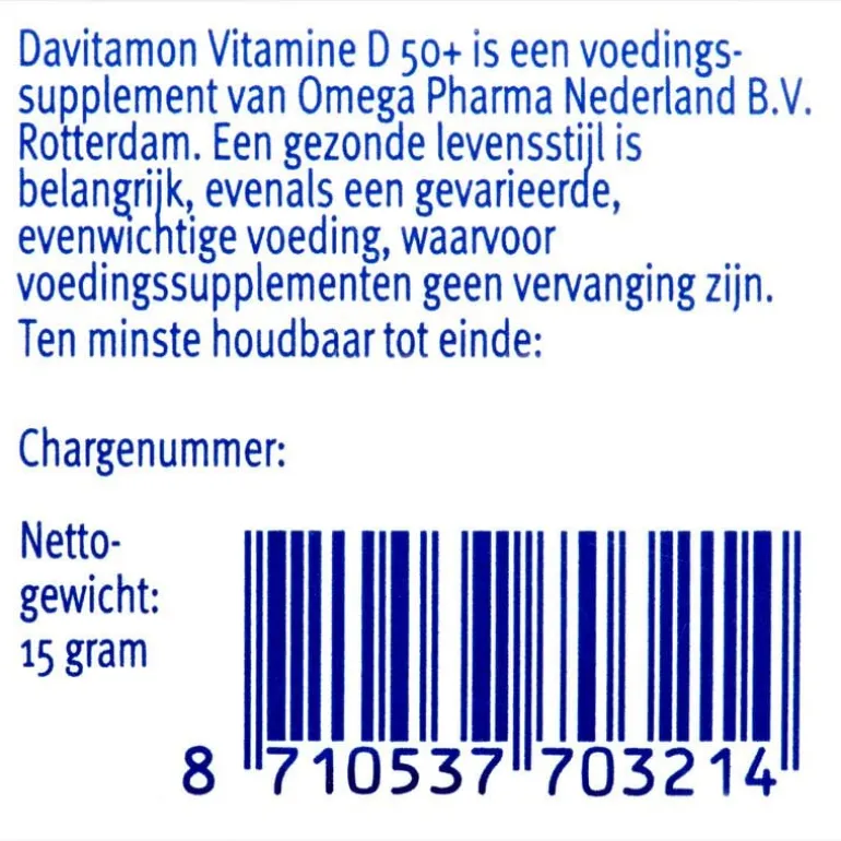 Davitamon Vitamine D 50+ Tabletjes Citroensmaak