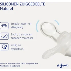 Difrax Fopspeen Natural 12 Maanden Lichtblauw BPA-vrij