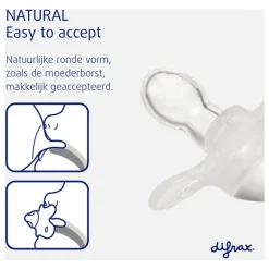 Difrax Fopspeen Natural 6 Maanden Donkergrijs BPA-vrij