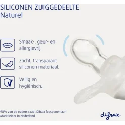 Difrax Fopspeen Natural 0-6 Maanden Lichtroze BPA-vrij