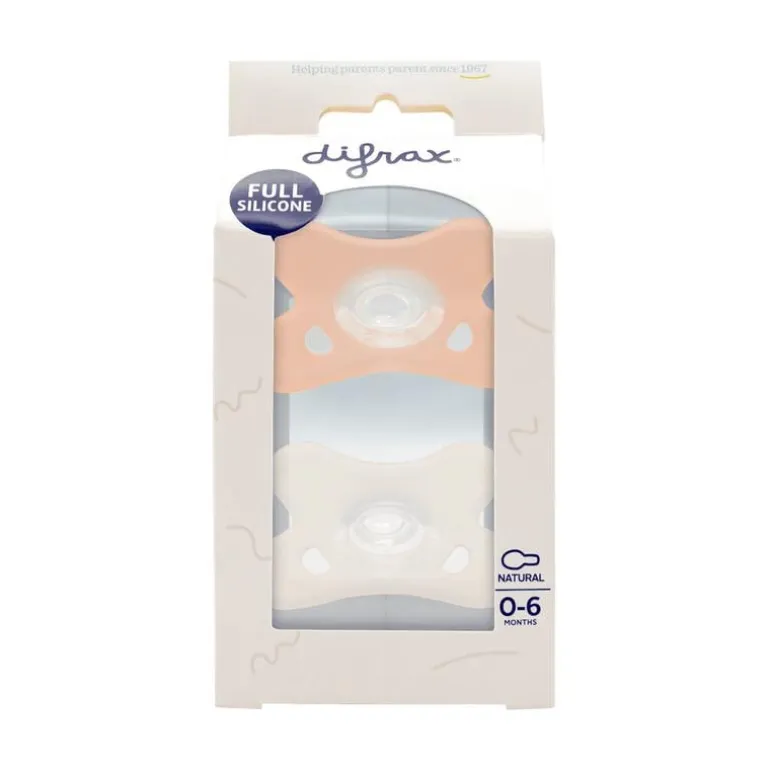 Difrax Fopspeen Natural Siliconen Blossom/Wit 0-6 Maanden