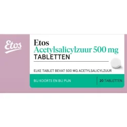 Etos acetylsalicylzuur tablet 500mg 20st