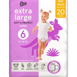 Etos Luiers Extra Large Maat 6 13-18 kg Midpack 20 stuks