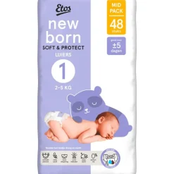 Etos Luiers Newborn Maat 1 2-5 kg Mid Pack 48 stuks