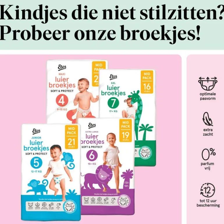 Etos Luiers XXL Maat 7 15+ kg Value Pack 28 stuks