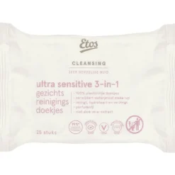 Etos Ultra Sensitive 3-in-1 Face Cleansing Wipes 25 stuks