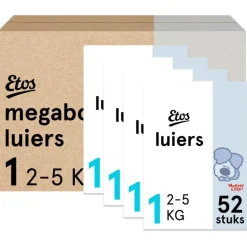 Etos Woezel & Pip Luiers Newborn Maat 1 2-5 kg Megabox 4x52 stuks