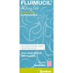 Fluimucil Drank Forte 40 mg/ml Hoestdrank Aardbeiensmaak