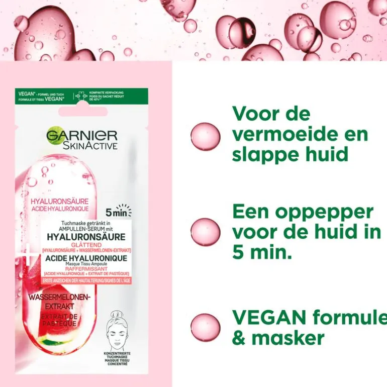 Garnier SkinActive Ampul Sheet Masker Met Watermeloen & Hyaluronzuur