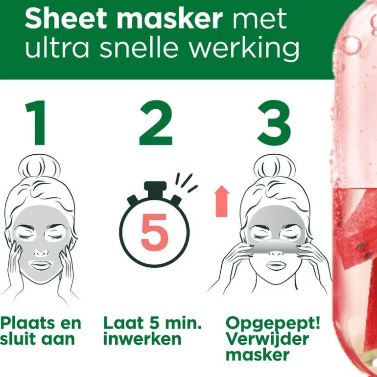 Garnier SkinActive Ampul Sheet Masker Met Watermeloen & Hyaluronzuur