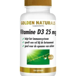 Golden Naturals Vitamine D3 25 mcg Softgel Capsules 120 stuks