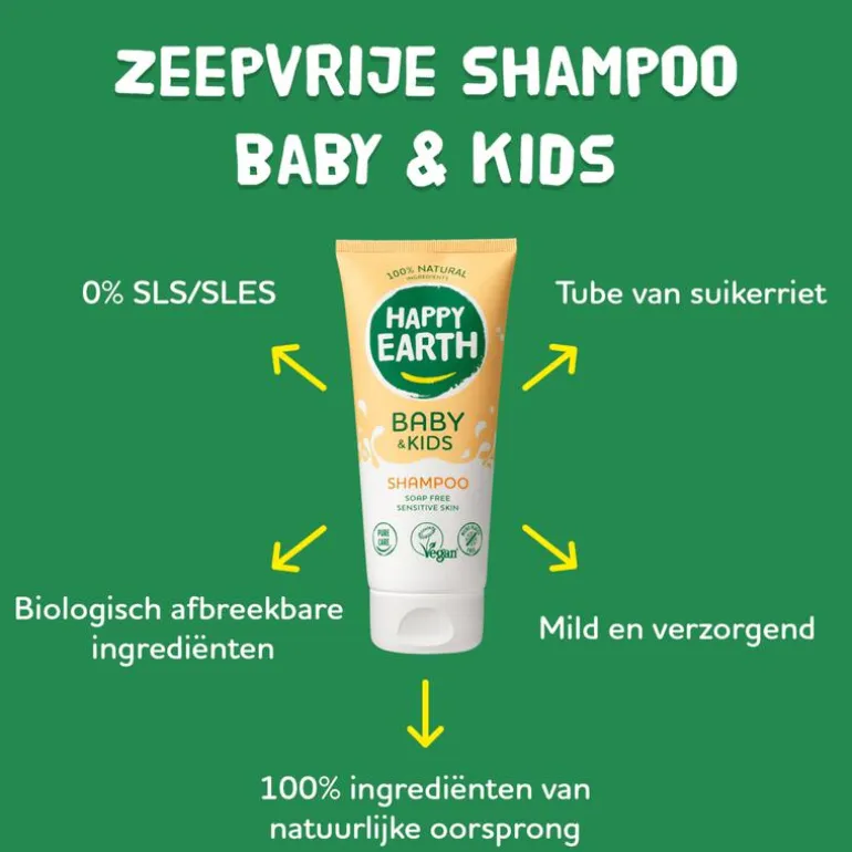 Happy Earth Zeepvrije Shampoo Baby & Kids 200 ml