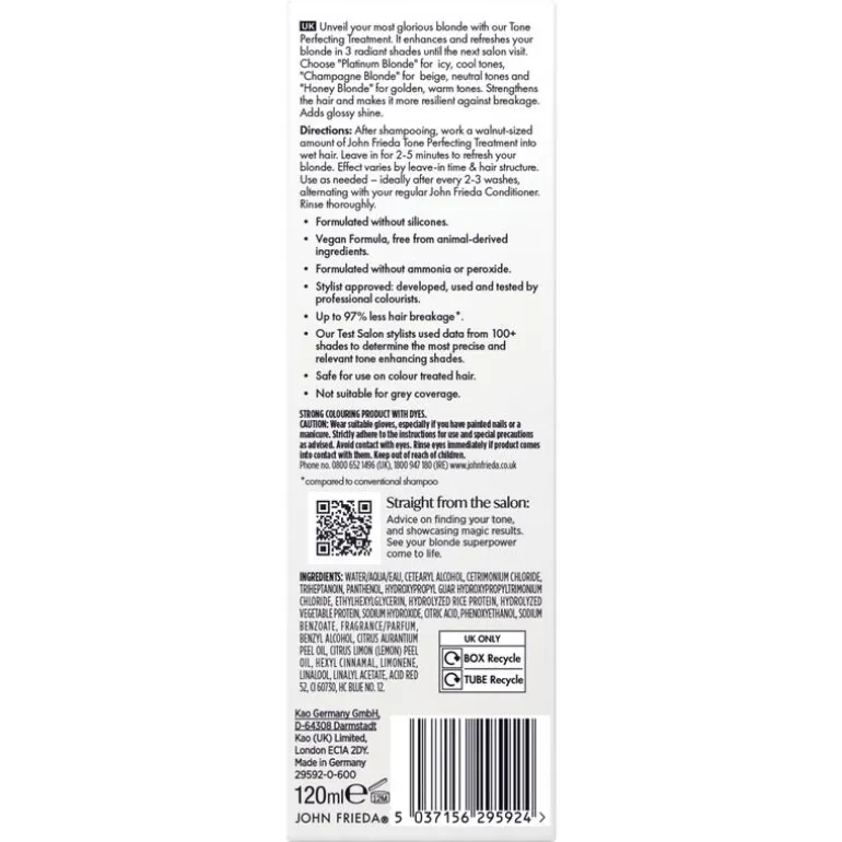 John Frieda Salon Blonde Tone Perfecting Treatment Champagne Blonde 120 ML