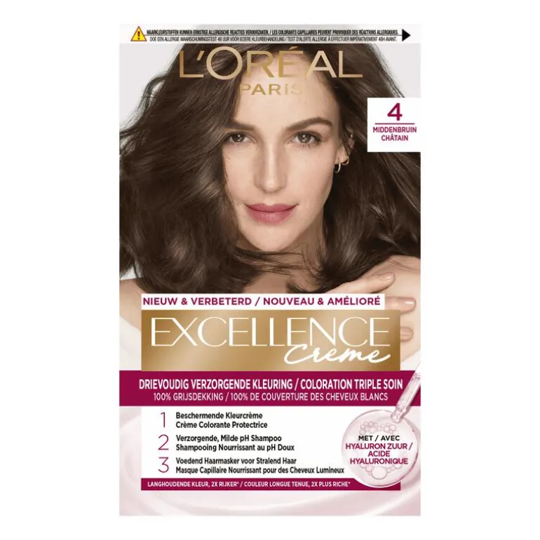 L'Oréal Paris Excellence Crème Verzorgende Crèmekleuring 4 Middenbruin