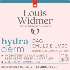 Louis Widmer Hydraderm Dagemulsie UV SPF30 Zonder Parfum 50 ML