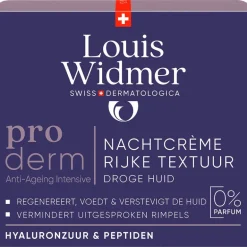Louis Widmer Proderm Nachtcrème Rijke Textuur Zonder Parfum 50 ML