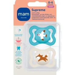 MAM Supreme Fopspenen 0-6 maanden Blue 2 stuks