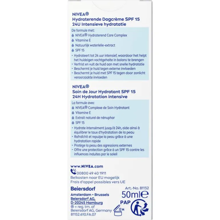NIVEA Essentials +24h Hydraterende Dagcrème SPF15 50 ML