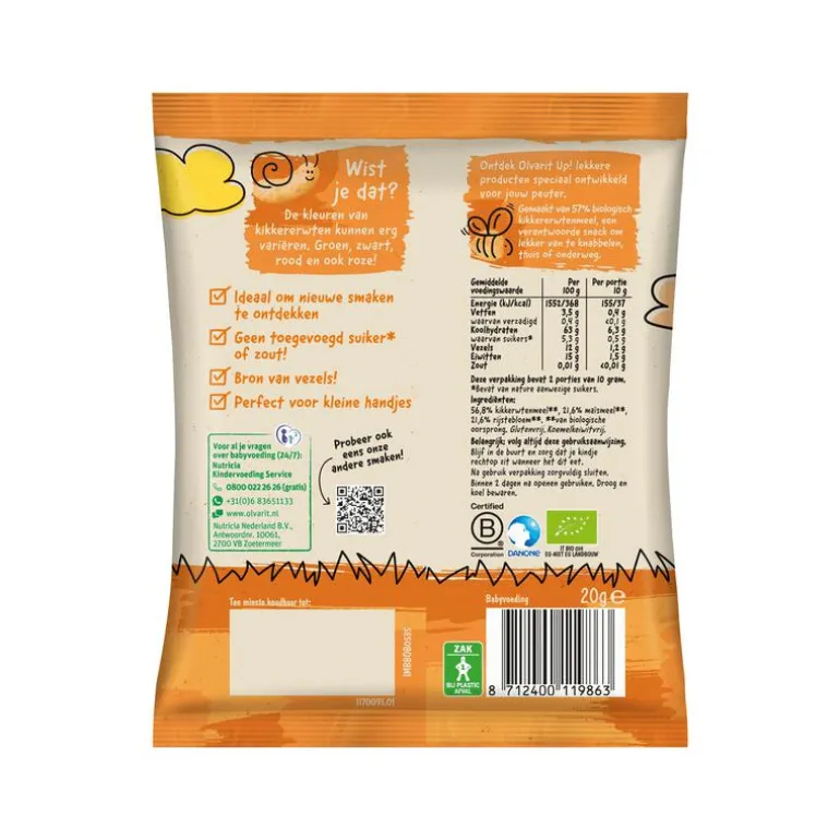 Olvarit Kikkererwt Knabbels 12 Maanden