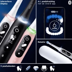 Oral-B iO 6 Duo Zwart & Roze 2 Elektrische Tandenborstels