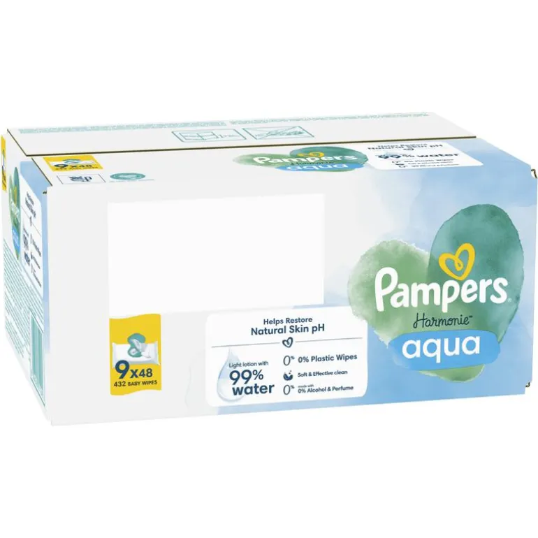 Pampers Harmonie Aqua Billendoekjes 9x48 Stuks