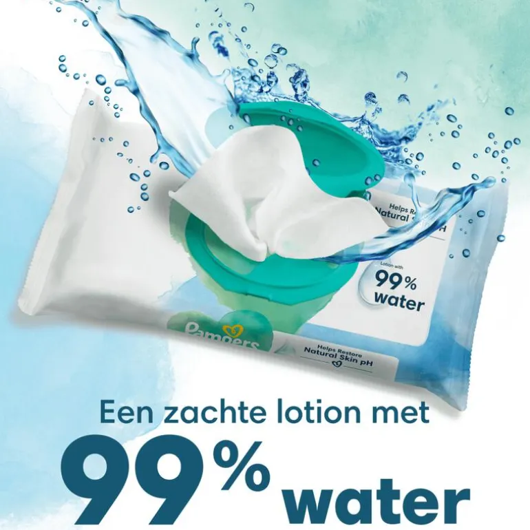 Pampers Harmonie Aqua Billendoekjes 0% Plastic 3x48 Stuks