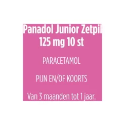 Panadol Junior Zetpillen 125 mg Paracetemol voor Kinderen van 3 maanden tot 1 jaar