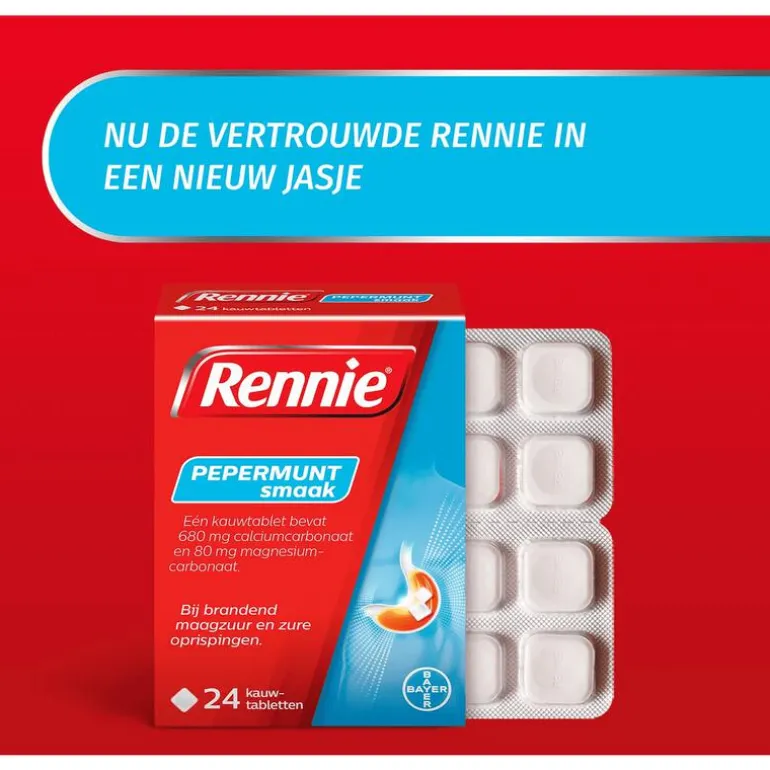 Rennie Pepermunt Kauwtabletten Bij Brandend Maagzuur 24 stuks