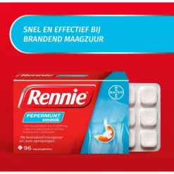 Rennie Pepermunt Kauwtabletten Bij Brandend Maagzuur 96 stuks