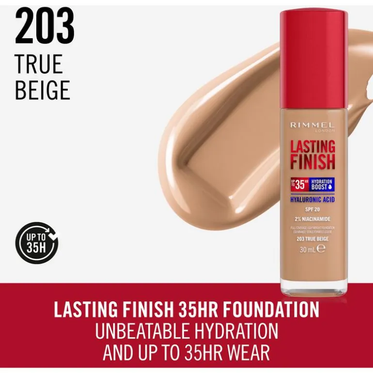 Rimmel Lasting Finish 35Hr Foundation 203 True Beige
