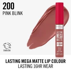 Rimmel London Lasting Mega Matte Liquid Lipstick 200Pink Blink