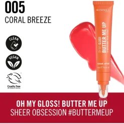 Rimmel Oh My Gloss Butter Me Up Lip Butter - Koraal - 005 Coral Breeze