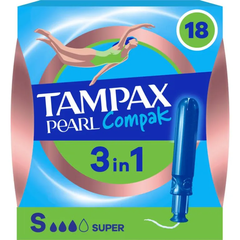 Tampax Pearl Compak Super Tampons Met Inbrenghuls 18 Stuks