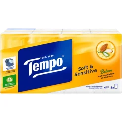 Tempo Plus Sensitive Skin 4-Laags Zakdoekjes 8 pakjes